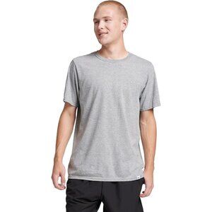 Men Dri Power Short Sleeve Grey Oxford T Shirt Moisture Wicking Odor Protection